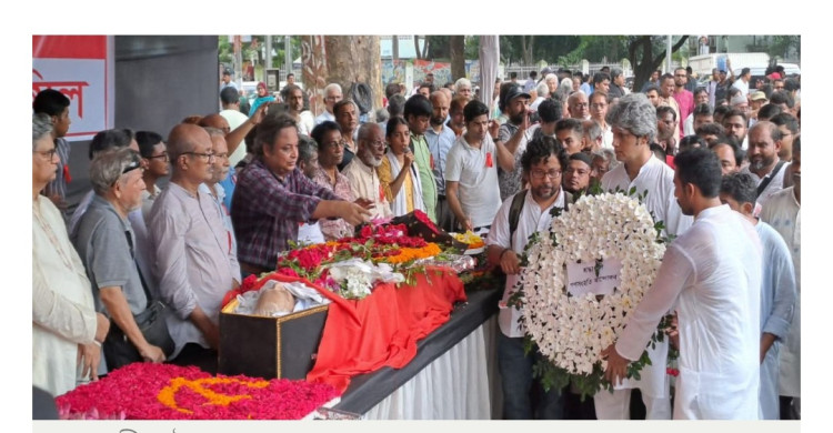 শহিদ মিনারে বদরুদ্দীন উমরকে শেষ শ্রদ্ধা জানাতে মানুষের ঢল