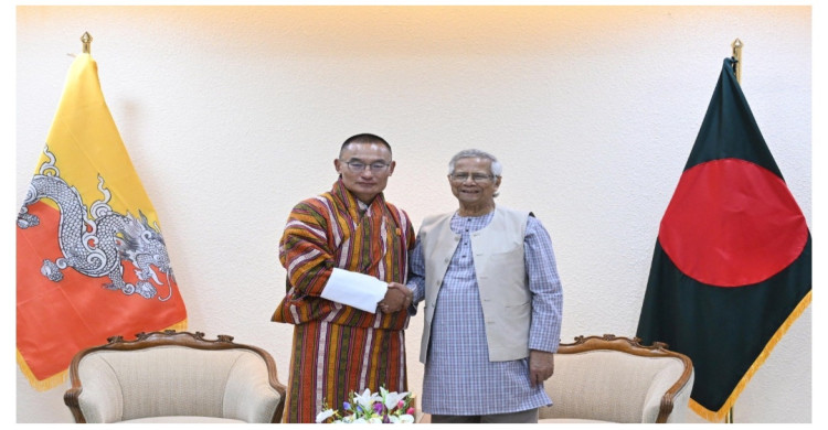 প্রধান উপদেষ্টার কার্যালয়ে ভুটানের প্রধানমন্ত্রীকে স্বাগত জানান অধ্যাপক মুহাম্মদ ইউনূস